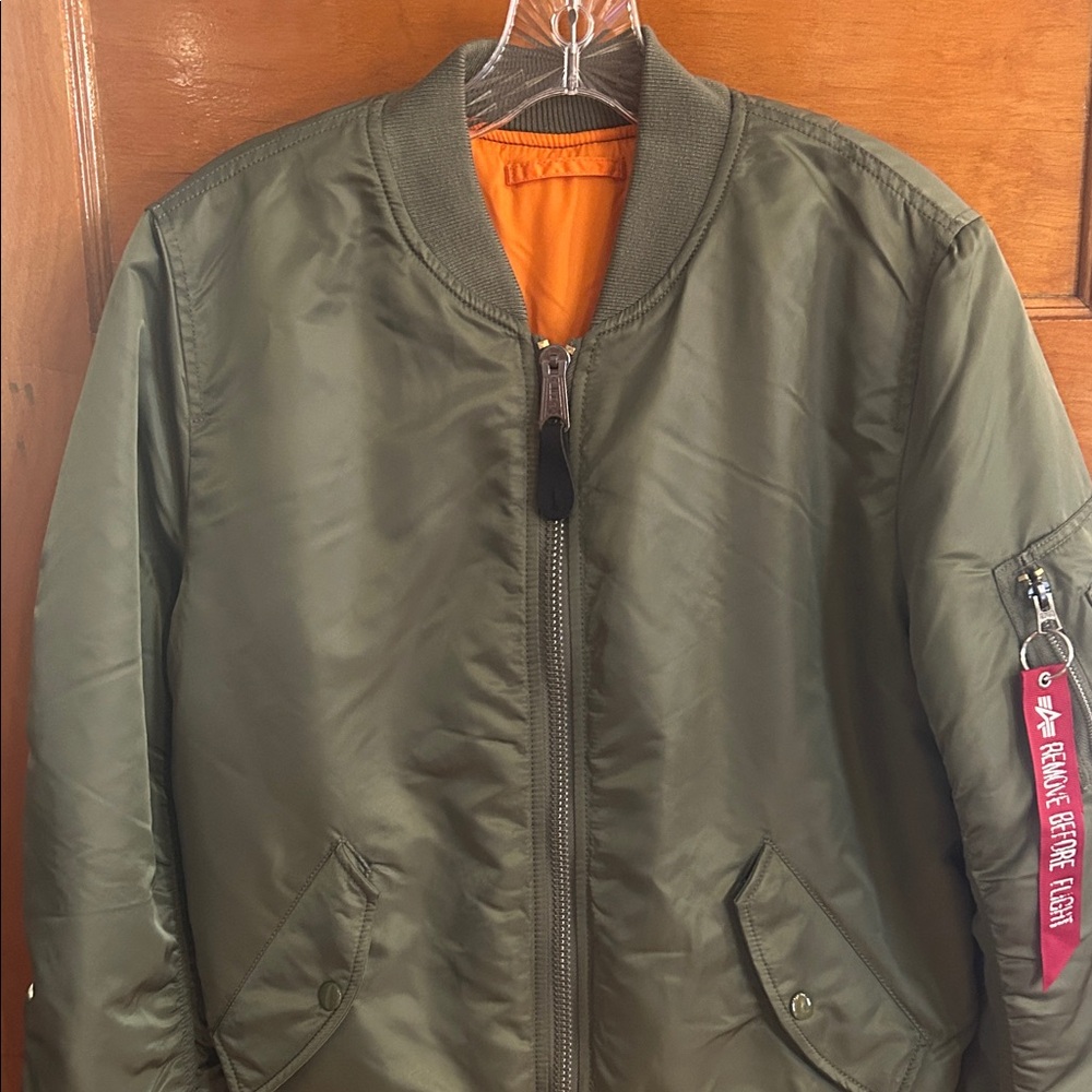Brand New Alpha Industries Bomber Flight Jacket with Orange Lining